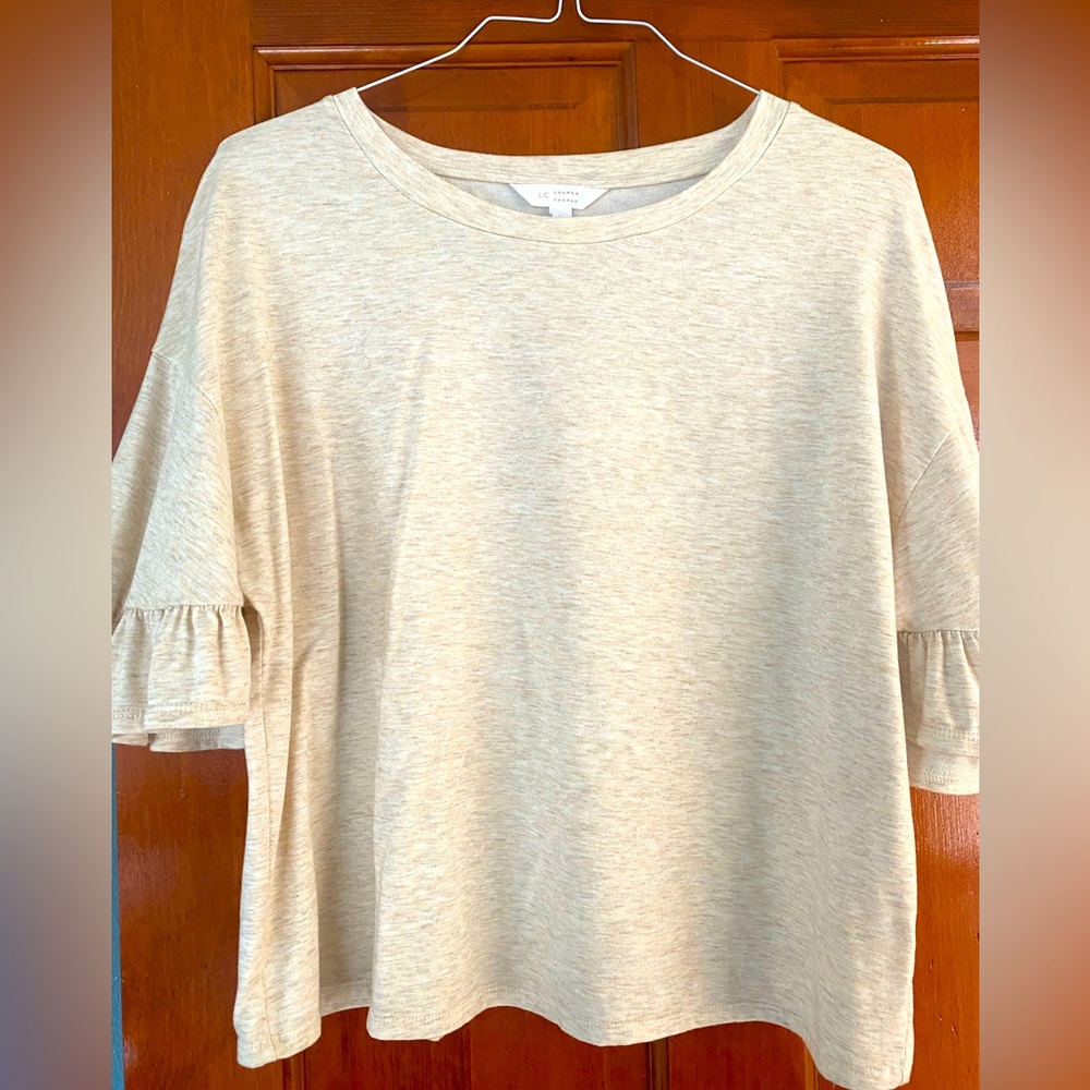 Lauren Conrad heather top with fun sleeves.